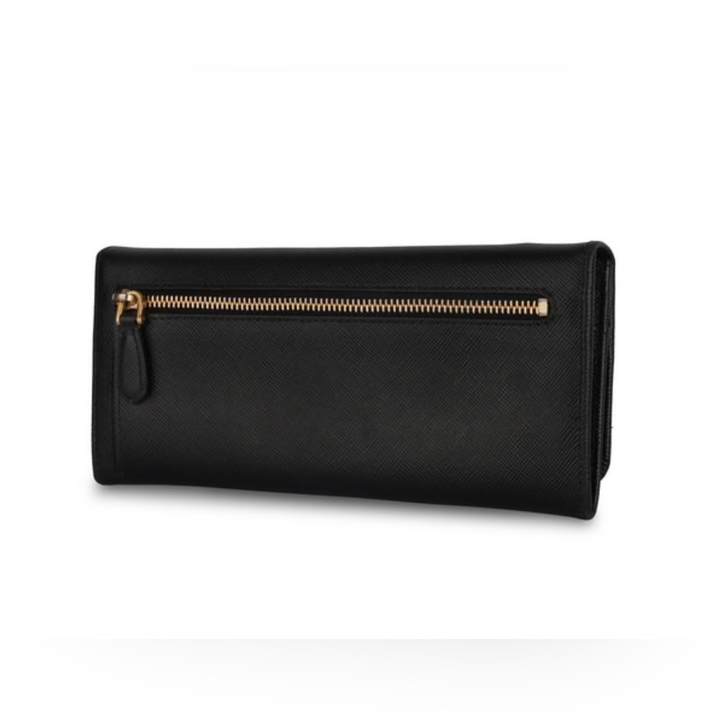 Prada Black Saffiano Leather Flap Continental Wallet - Picture 3 of 4